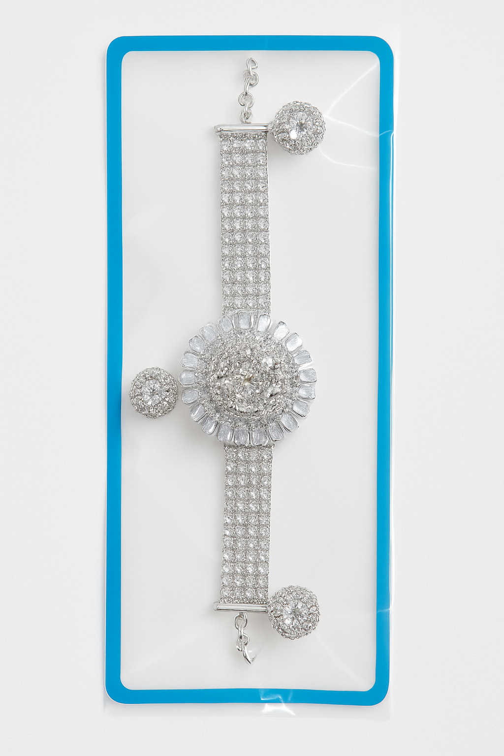 Premium Silver Rhinestone Bracelet – Heavy Crystal Kada Style