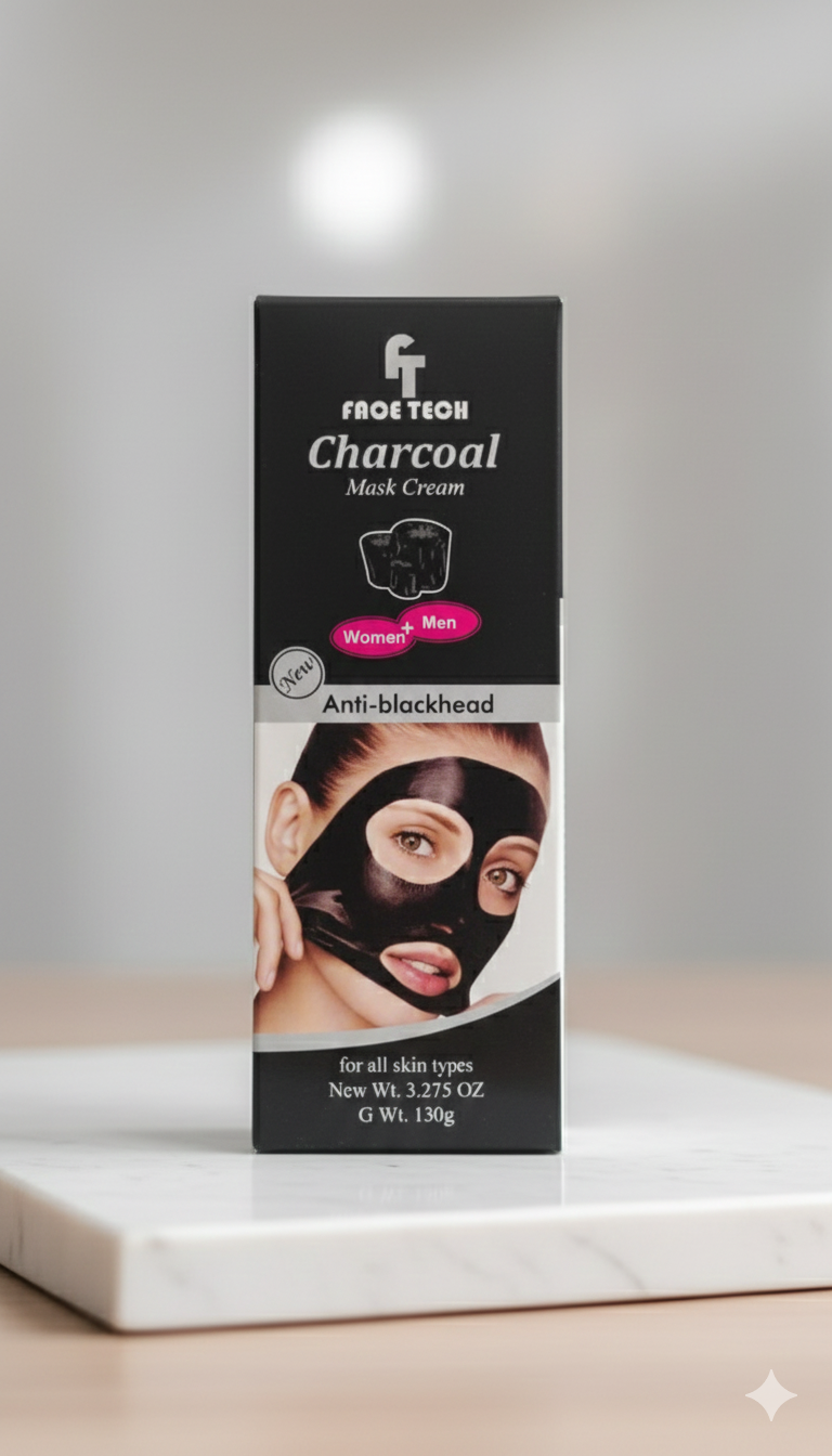 Face Tech Charcoal Mask Cream – Anti-Blackhead & Deep Cleansing (130g)